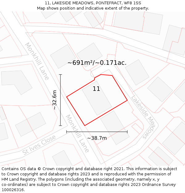 11, LAKESIDE MEADOWS, PONTEFRACT, WF8 1SS: Plot and title map