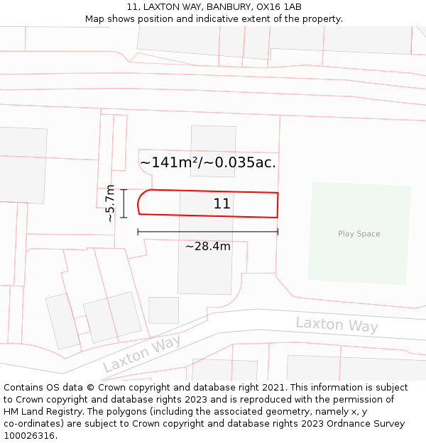 11, LAXTON WAY, BANBURY, OX16 1AB: Plot and title map