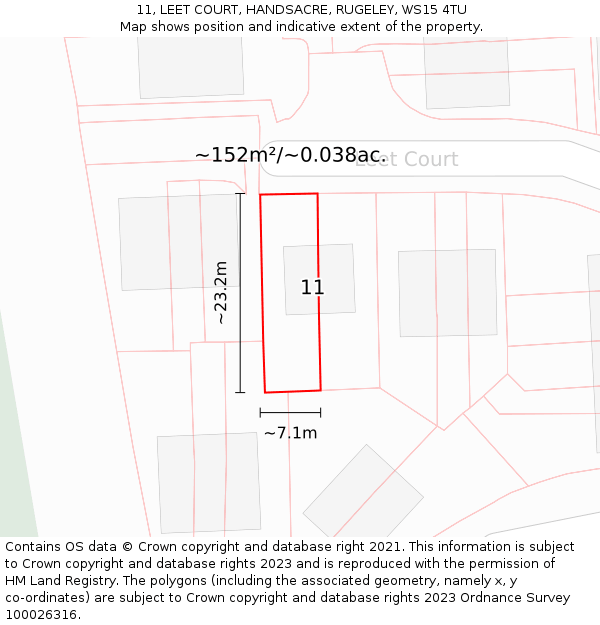 11, LEET COURT, HANDSACRE, RUGELEY, WS15 4TU: Plot and title map