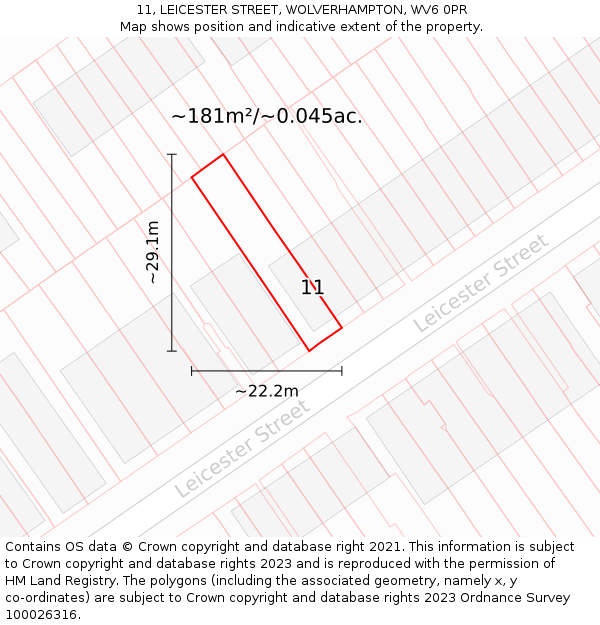 11, LEICESTER STREET, WOLVERHAMPTON, WV6 0PR: Plot and title map