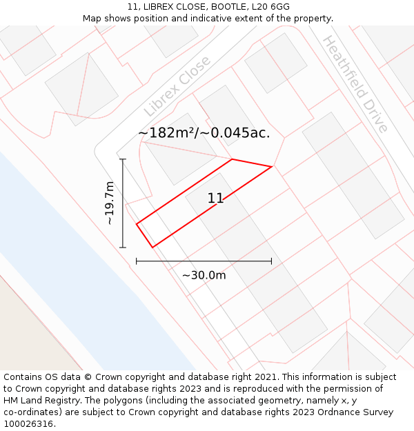 11, LIBREX CLOSE, BOOTLE, L20 6GG: Plot and title map