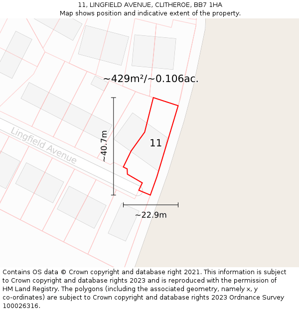 11, LINGFIELD AVENUE, CLITHEROE, BB7 1HA: Plot and title map