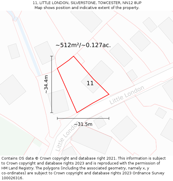11, LITTLE LONDON, SILVERSTONE, TOWCESTER, NN12 8UP: Plot and title map