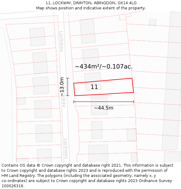 11, LOCKWAY, DRAYTON, ABINGDON, OX14 4LG: Plot and title map