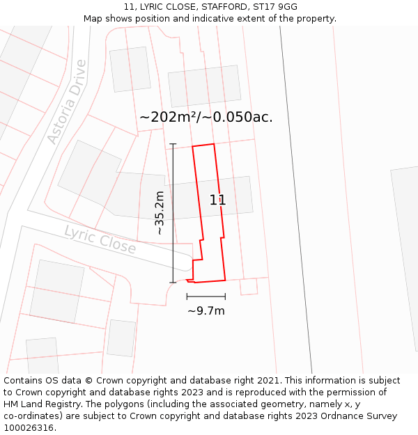 11, LYRIC CLOSE, STAFFORD, ST17 9GG: Plot and title map