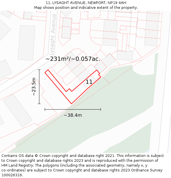 11, LYSAGHT AVENUE, NEWPORT, NP19 4AH: Plot and title map