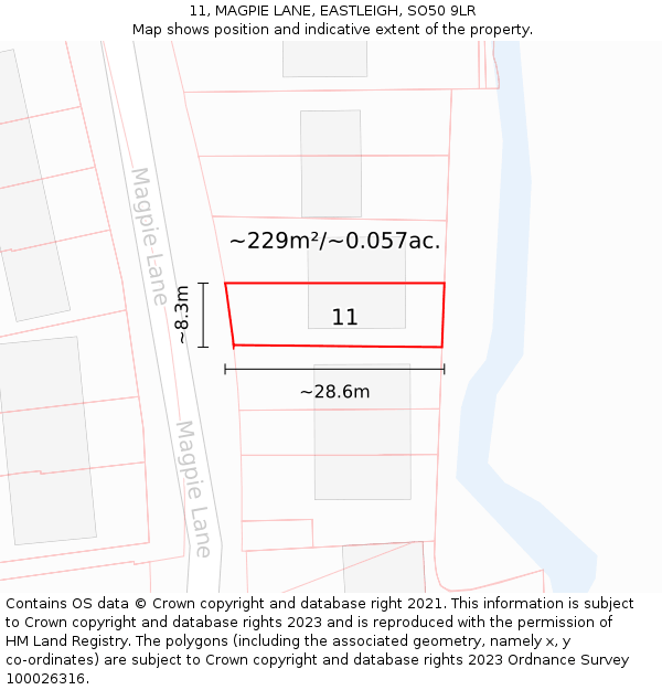 11, MAGPIE LANE, EASTLEIGH, SO50 9LR: Plot and title map