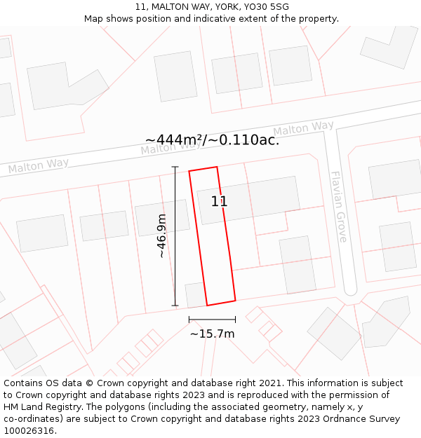 11, MALTON WAY, YORK, YO30 5SG: Plot and title map