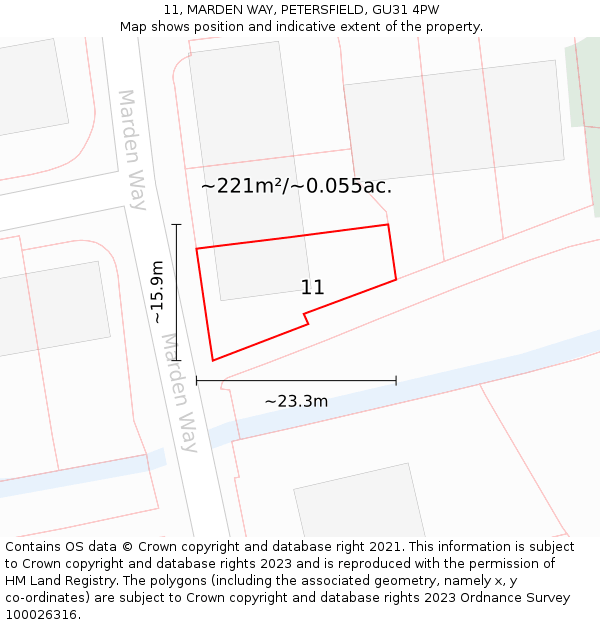 11, MARDEN WAY, PETERSFIELD, GU31 4PW: Plot and title map