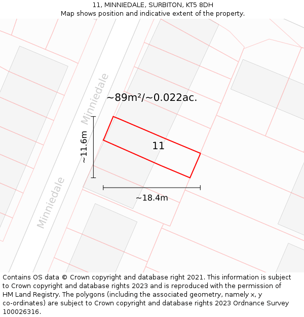11, MINNIEDALE, SURBITON, KT5 8DH: Plot and title map