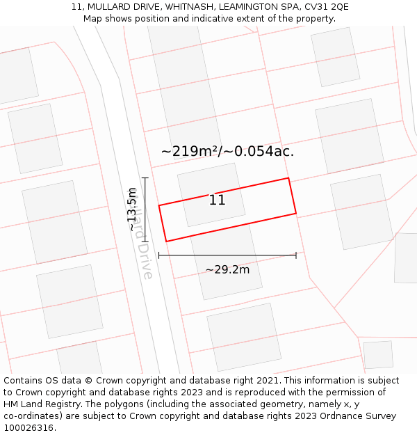11, MULLARD DRIVE, WHITNASH, LEAMINGTON SPA, CV31 2QE: Plot and title map