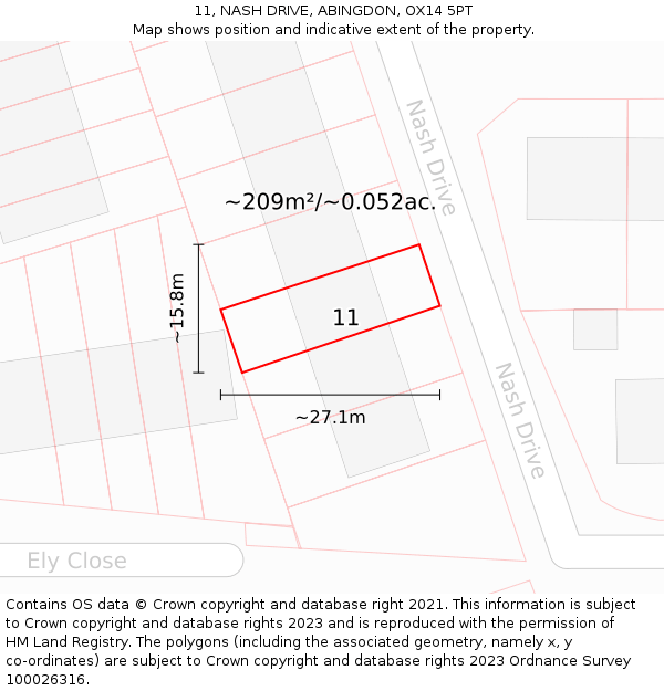 11, NASH DRIVE, ABINGDON, OX14 5PT: Plot and title map