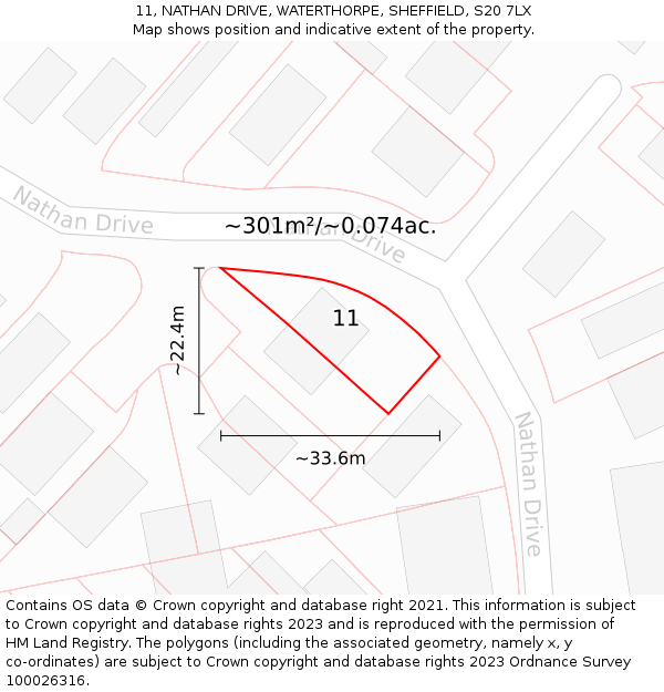 11, NATHAN DRIVE, WATERTHORPE, SHEFFIELD, S20 7LX: Plot and title map