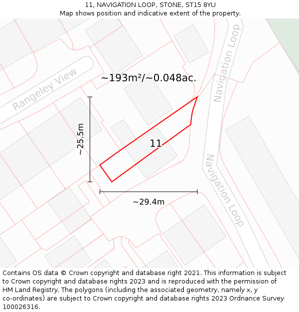 11, NAVIGATION LOOP, STONE, ST15 8YU: Plot and title map