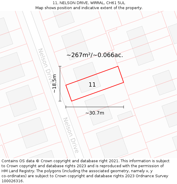 11, NELSON DRIVE, WIRRAL, CH61 5UL: Plot and title map
