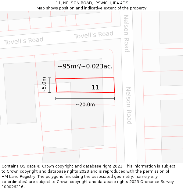 11, NELSON ROAD, IPSWICH, IP4 4DS: Plot and title map