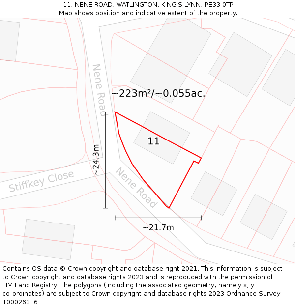 11, NENE ROAD, WATLINGTON, KING'S LYNN, PE33 0TP: Plot and title map