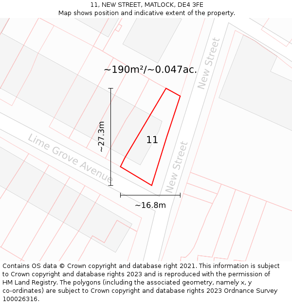 11, NEW STREET, MATLOCK, DE4 3FE: Plot and title map