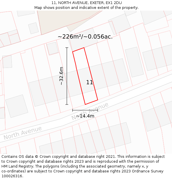 11, NORTH AVENUE, EXETER, EX1 2DU: Plot and title map