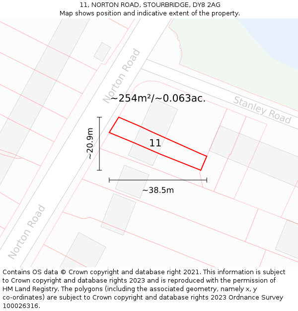 11, NORTON ROAD, STOURBRIDGE, DY8 2AG: Plot and title map