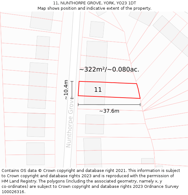 11, NUNTHORPE GROVE, YORK, YO23 1DT: Plot and title map