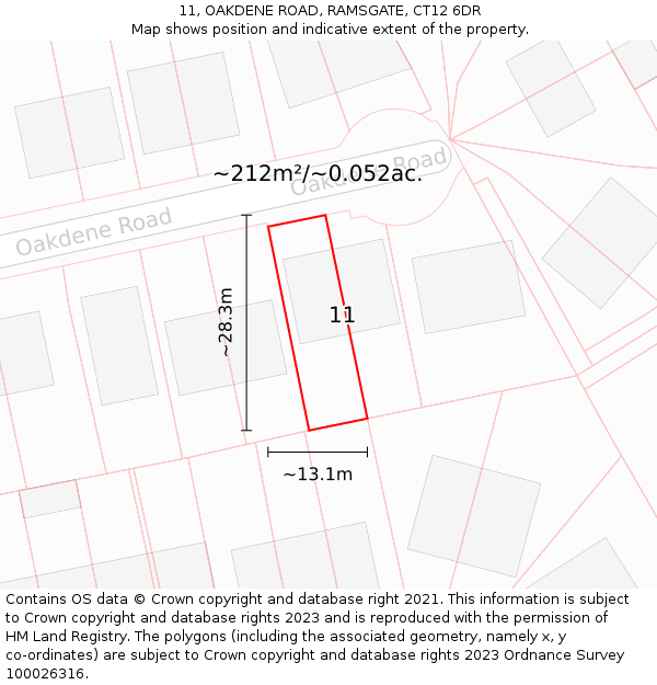 11, OAKDENE ROAD, RAMSGATE, CT12 6DR: Plot and title map