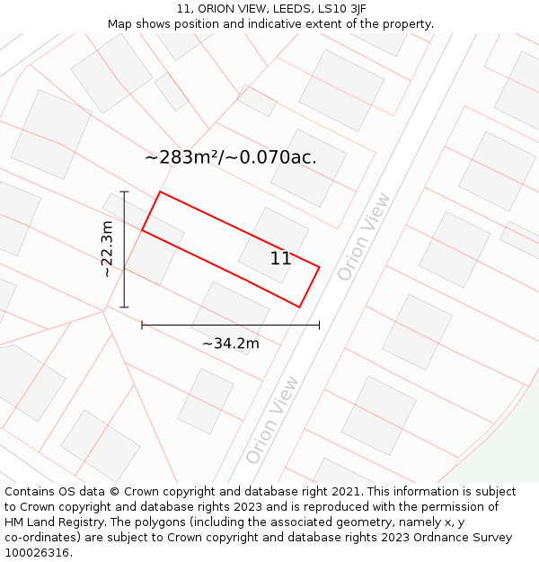 11, ORION VIEW, LEEDS, LS10 3JF: Plot and title map