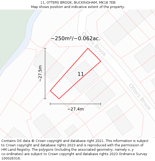 11, OTTERS BROOK, BUCKINGHAM, MK18 7EB: Plot and title map