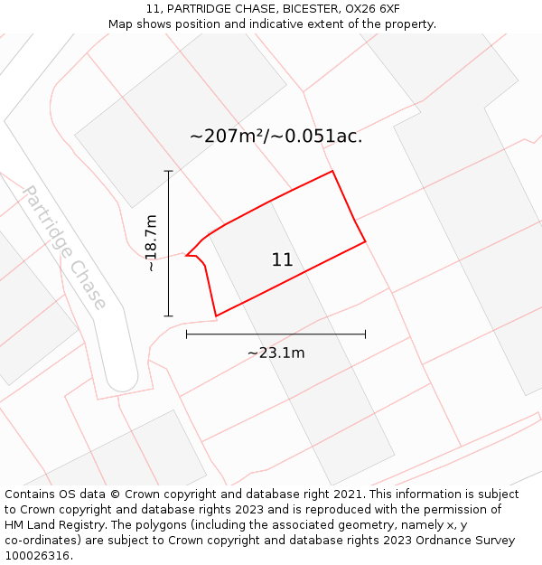 11, PARTRIDGE CHASE, BICESTER, OX26 6XF: Plot and title map
