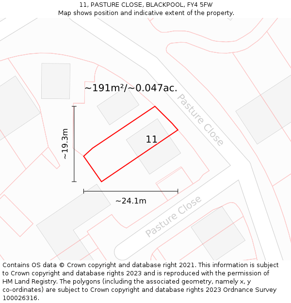 11, PASTURE CLOSE, BLACKPOOL, FY4 5FW: Plot and title map