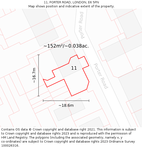 11, PORTER ROAD, LONDON, E6 5PN: Plot and title map