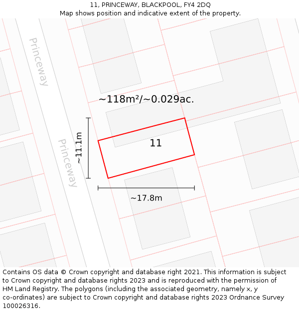 11, PRINCEWAY, BLACKPOOL, FY4 2DQ: Plot and title map
