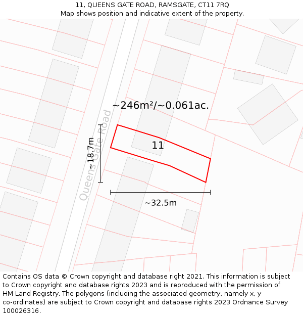 11, QUEENS GATE ROAD, RAMSGATE, CT11 7RQ: Plot and title map