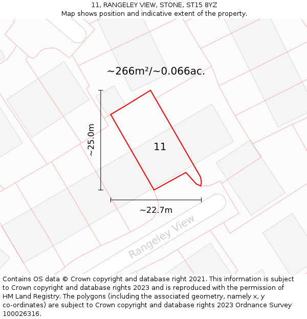 11, RANGELEY VIEW, STONE, ST15 8YZ: Plot and title map