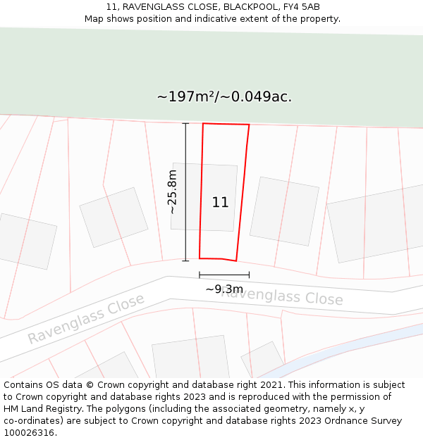 11, RAVENGLASS CLOSE, BLACKPOOL, FY4 5AB: Plot and title map