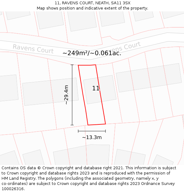 11, RAVENS COURT, NEATH, SA11 3SX: Plot and title map