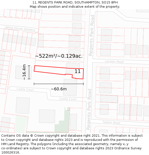 11, REGENTS PARK ROAD, SOUTHAMPTON, SO15 8PH: Plot and title map