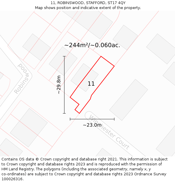 11, ROBINSWOOD, STAFFORD, ST17 4QY: Plot and title map