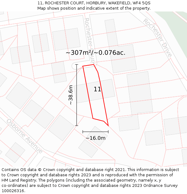11, ROCHESTER COURT, HORBURY, WAKEFIELD, WF4 5QS: Plot and title map