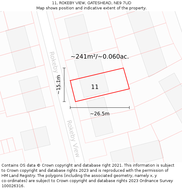 11, ROKEBY VIEW, GATESHEAD, NE9 7UD: Plot and title map