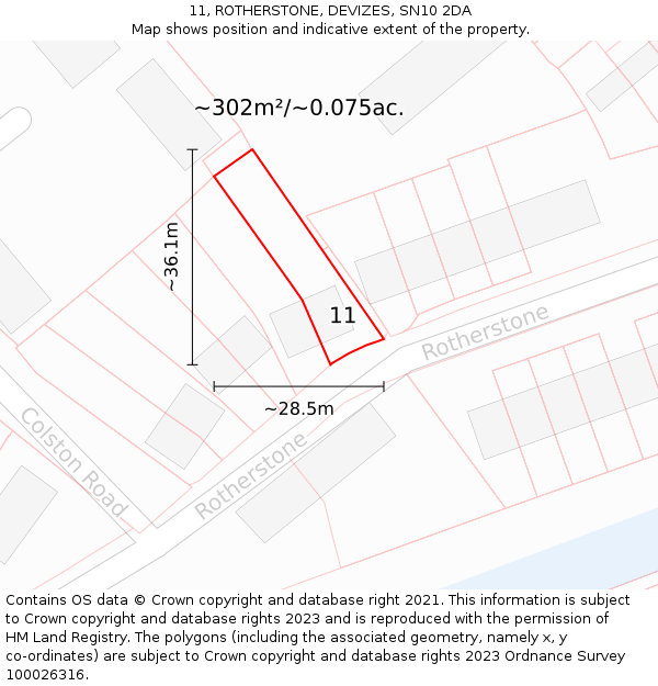 11, ROTHERSTONE, DEVIZES, SN10 2DA: Plot and title map