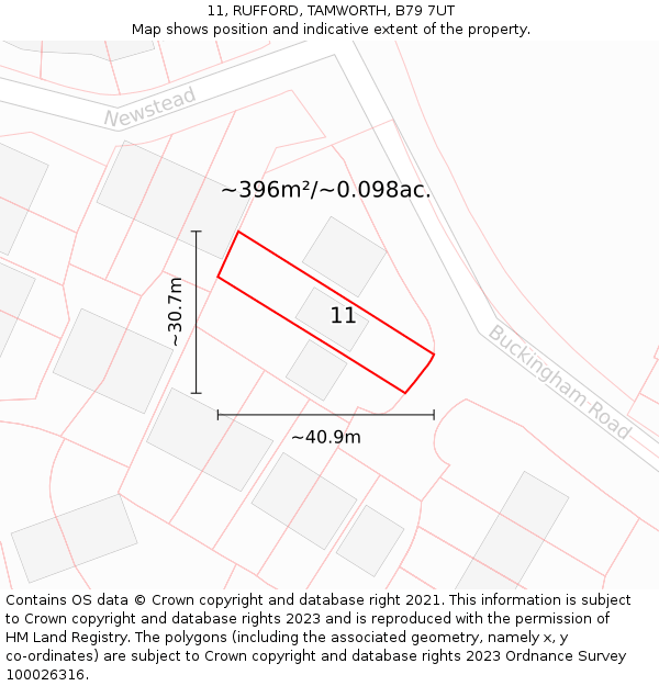 11, RUFFORD, TAMWORTH, B79 7UT: Plot and title map
