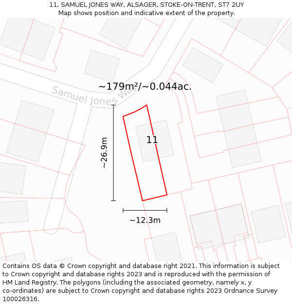 11, SAMUEL JONES WAY, ALSAGER, STOKE-ON-TRENT, ST7 2UY: Plot and title map