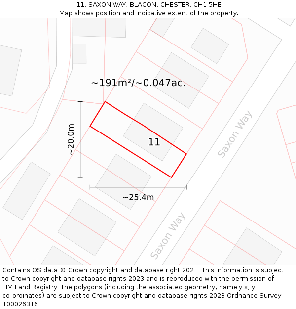 11, SAXON WAY, BLACON, CHESTER, CH1 5HE: Plot and title map
