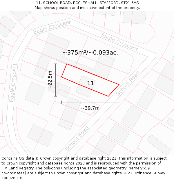 11, SCHOOL ROAD, ECCLESHALL, STAFFORD, ST21 6AS: Plot and title map
