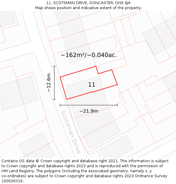 11, SCOTSMAN DRIVE, DONCASTER, DN5 9JA: Plot and title map