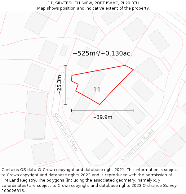 11, SILVERSHELL VIEW, PORT ISAAC, PL29 3TU: Plot and title map