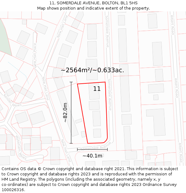 11, SOMERDALE AVENUE, BOLTON, BL1 5HS: Plot and title map