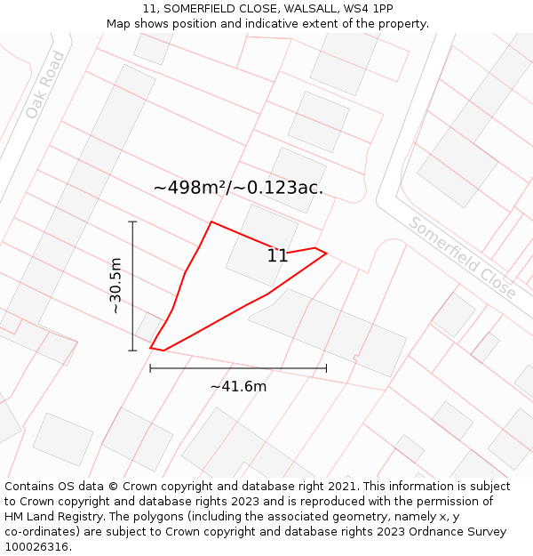 11, SOMERFIELD CLOSE, WALSALL, WS4 1PP: Plot and title map