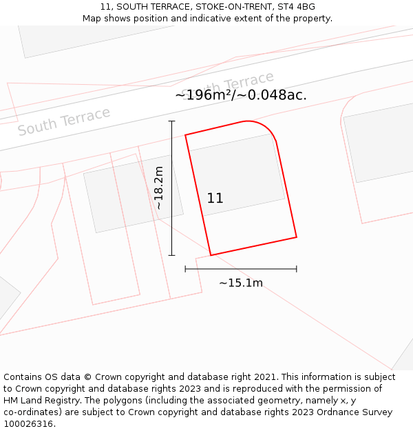 11, SOUTH TERRACE, STOKE-ON-TRENT, ST4 4BG: Plot and title map